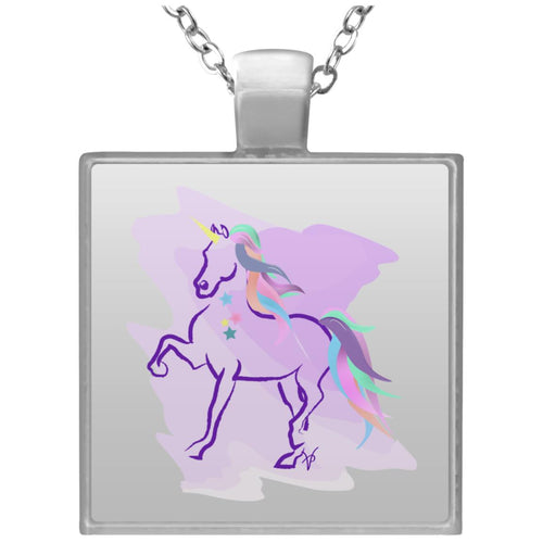 Trotting Unicorn Square Necklace