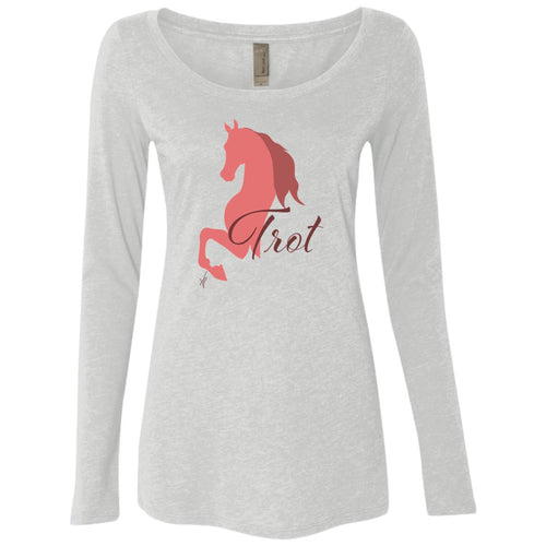 Trot Coral Ladies' Triblend LS Scoop