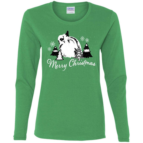 Merry Christmas Wooly Ladies Long Sleeve T