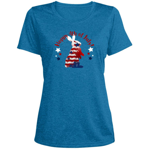 Hoppy 4th of July Ladies' Heather Scoop Neck Performance Tee