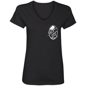 Ladies' V-Neck T-Shirt- chest logo