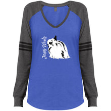 Jersey Wooly Ladies' Game LS V-Neck T-Shirt