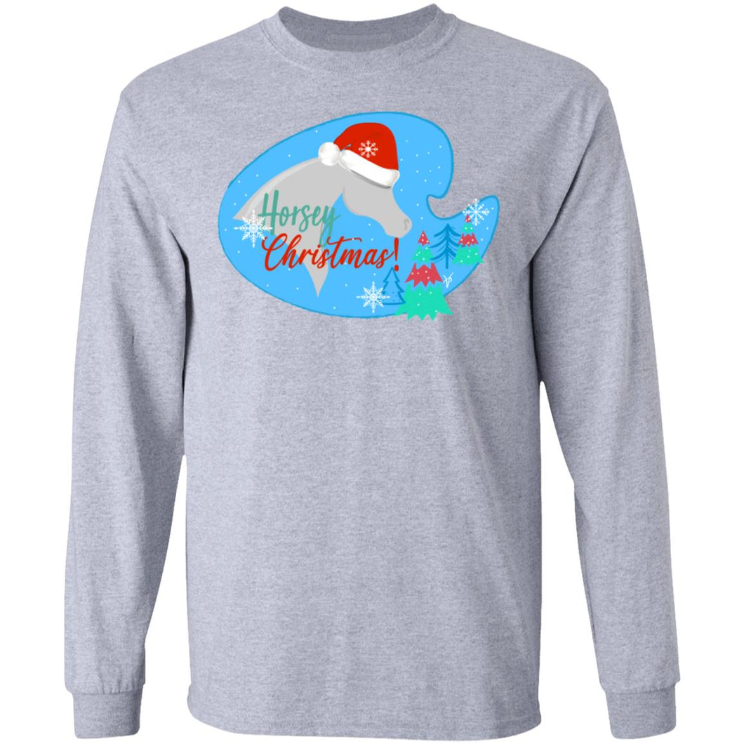 Horsey Christmas Adult Basic LS T-Shirt