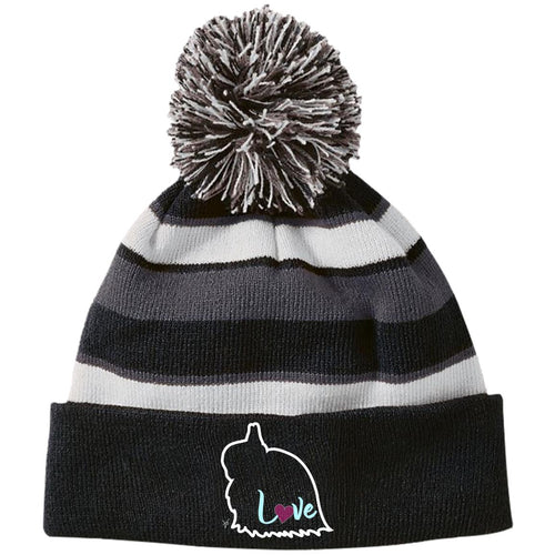 JW Love Striped Beanie with Pom