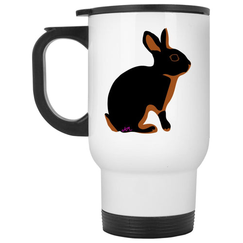 Tan  White Travel Mug